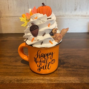 Fall Whip in Mini Mug, Fake Fall Whip, Fall Tiered Tray, Faux Fall Desserts, Faux Drink, Fake Bake, Faux Fall Mini Espresso Mug for Tiered