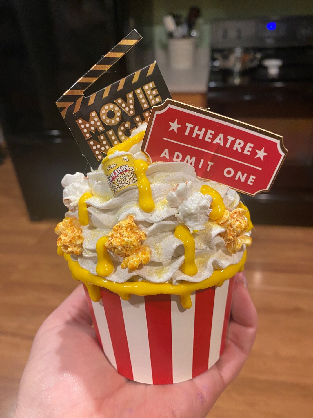 Faux Movie Night Popcorn Bucket, Fake Popcorn, Fake Bake, Faux Food