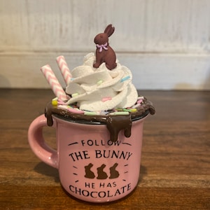 Faux Whip, Easter Mini Mug, Faux Easter, Chocolate Bunny, Easter Tiered Tray Decor, Fake Bake, Faux Food, Faux Drink, Easter Dripping Mug