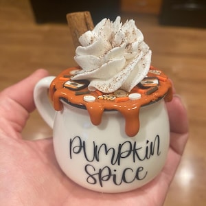 Faux Dripping Pumpkin Spice, Fall Mini Mug, Faux Dripping Drink, Fall Tiered Tray Decor, Pumpkin Spice Latte, faux Drink, Faux Food,