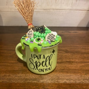 Faux Witches Brew, Halloween Mini Mug, Halloween Tiered Tray, Faux Food, Fake Bake, Faux Drink, Bubbling Witches Brew Espresso Mug