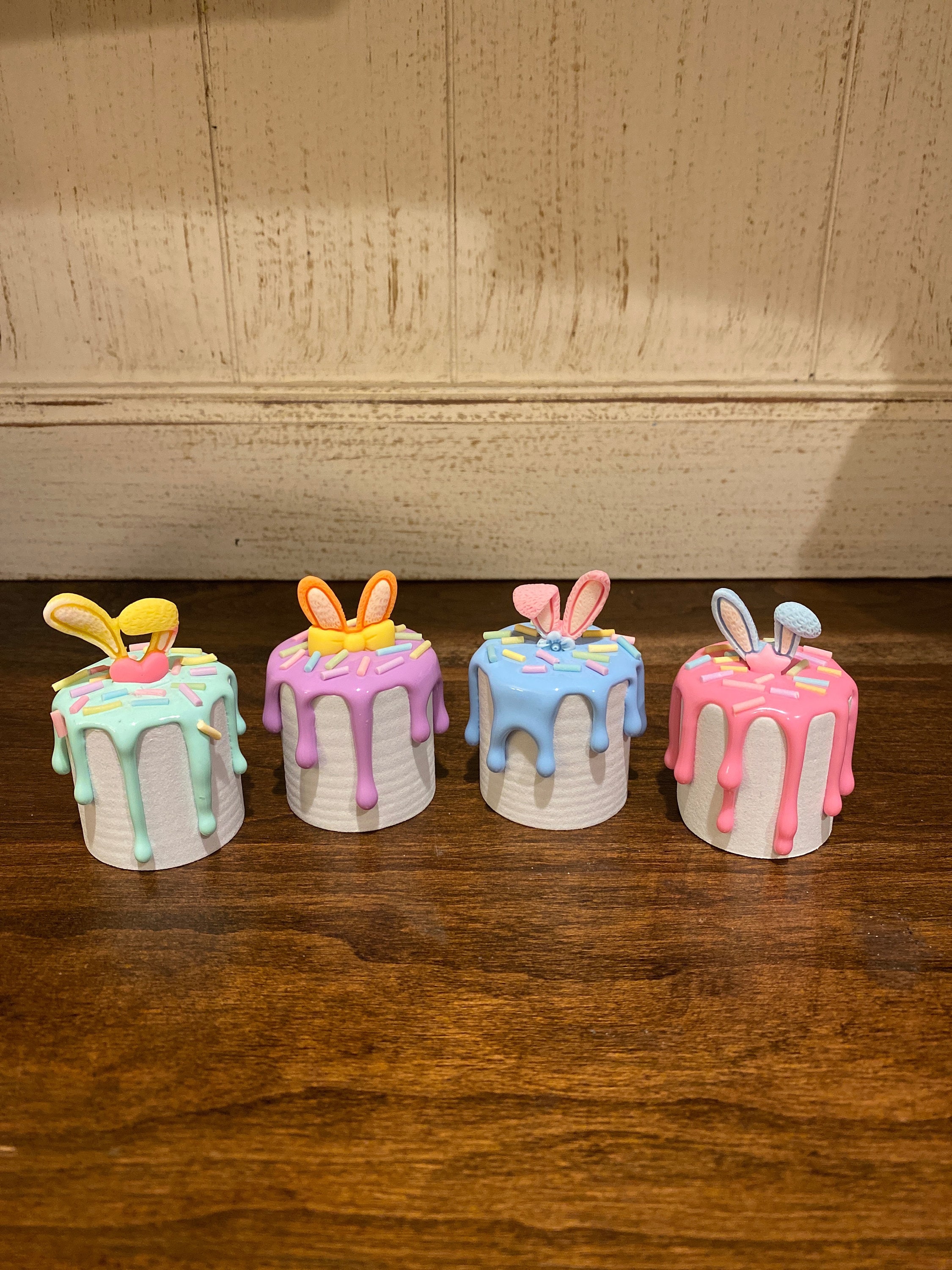 New!!! Faux Easter Bunny Marshmallows, Easter, Pastel, Tiered Tray Decor/Filler, Fake Bake, Faux Food, Pastel Candy Dripping Marshmallow (4)