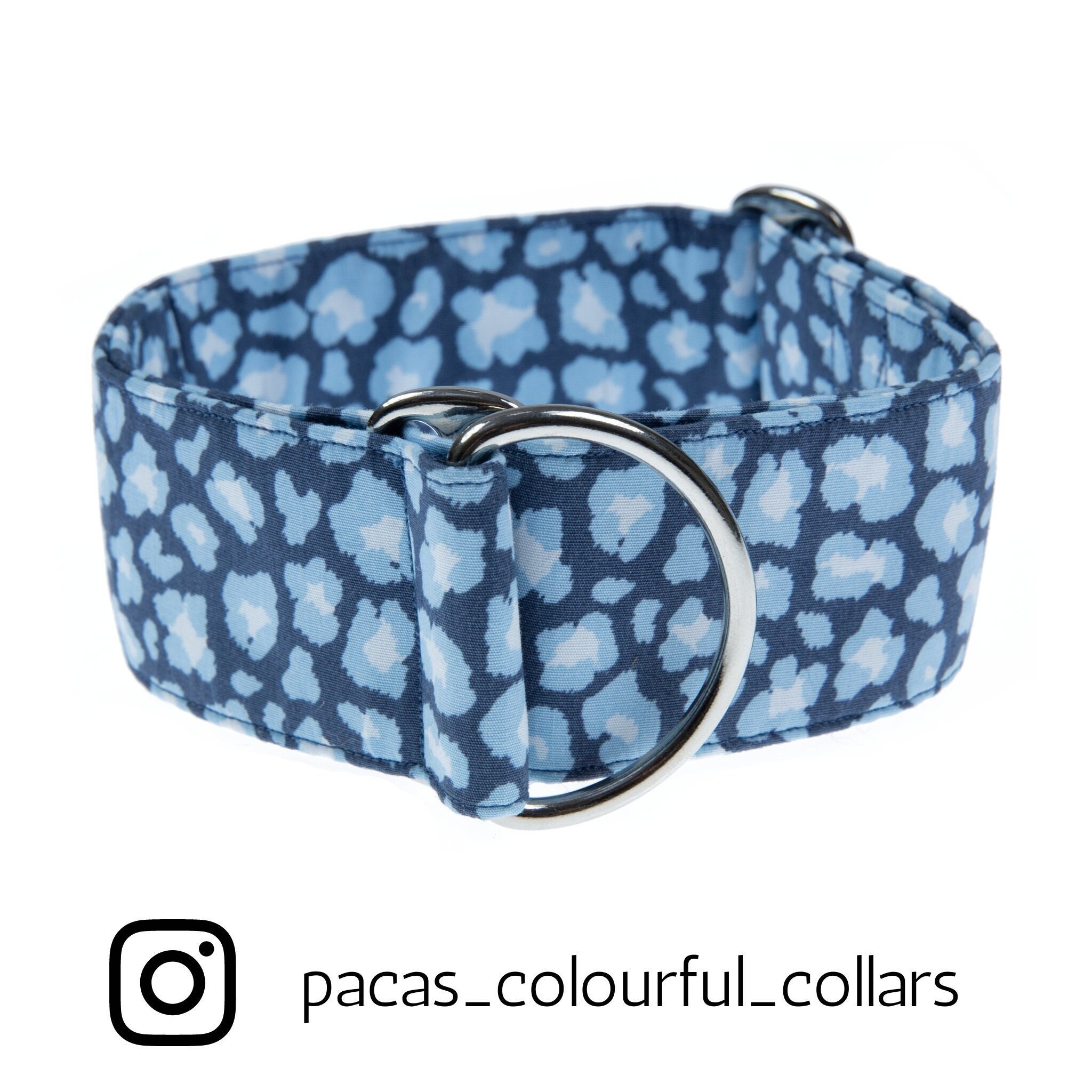 Zugstopp-Halsband "Blue Leopard" | Windhundhalsband mit blauem Leopardenmuster