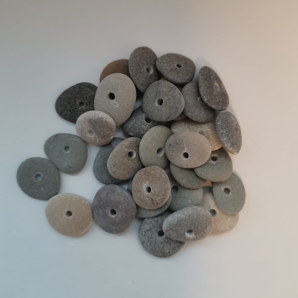 50 Centre drilled tiny sea pebbles . Drilled beach stones Sea pebble with hole. Ideas for jewellery craft. Jewelery making.