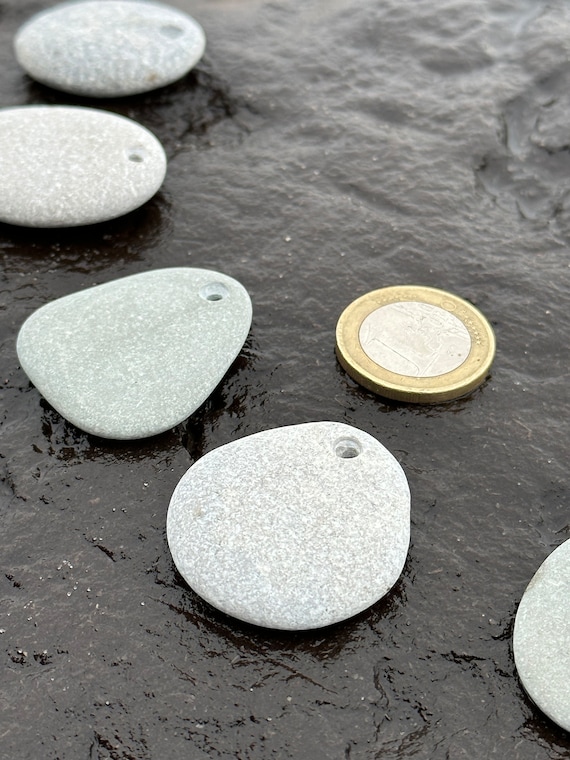 10 Drilled Flat Rock Pendants for Jewelry Making Craft Rocks to Paint Flat Beach Stones With Hole Kid s Art 3.0 4.5cm 2 or 3 Mm Hole Etsy