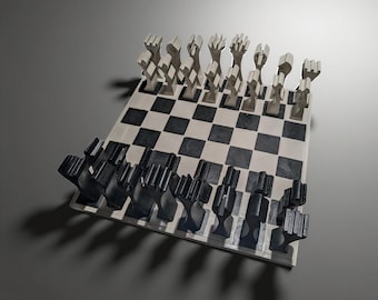 Hand-Painted Concrete Chess Set – Modern Minimalist Design