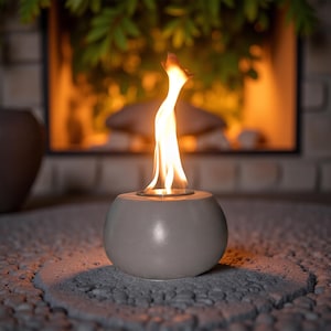 Concrete Tabletop Fire Pit: Modern Indoor Outdoor Fire Bowl
