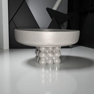 Modern Concrete Pedestal Bowl: Sculptural Orb Base, Minimalist Centerpiece