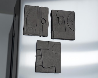 Modernes abstraktes Beton Kühlschrankmagnet Set (3er Pack)