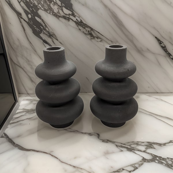 Moderne Gestapelte Blase Betonvase - Graue Geometrische Nordische Wohnkultur - Minimalistische skulpturale Bud Vase -Einzigartiges industrielles Housewarming Geschenk