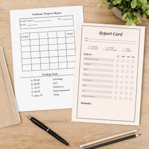 Printable Report Card and Academic Progress Report, 2-Page Homeschool PDF Bundle
