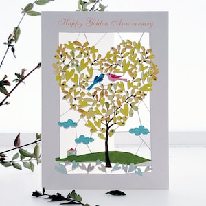 Gold Wedding Anniversary,  50th Gold Anniversary Card, Golden Anniversary, Pop Up Card,  Card for her, Card for him - Made in the UK /PM-108