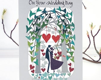 Bride and Groom Card - ''On Your Wedding Day'' - Wedding Card - Card for her, Card for him - Made in the UK / PM-254