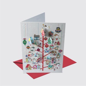 Advent Calendar Card - Houses - Unique Christmas Card - 3D Cards - Christmas Advent - Card for her - Card for him - Made in the UK - Ad-03