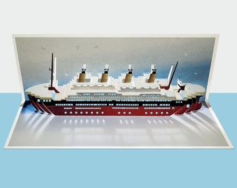 Titanic Card  - Blank - Titanic Ship - Pop Up Card, Card for him, Card for her - Made in the UK (POP-077)