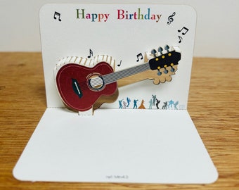 Mini Birthday Guitar Card, Music Lover Card, Happy Birthday Card, Guitar, Guitar Card, Mini pop up card, Card for him, Card for her