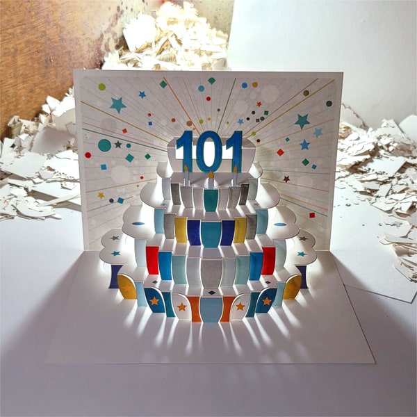 101st Birthday Pop Up Card, Age 101st Birthday Card, 101 age card, Card for her, Card for him - Made in the UK (P101)