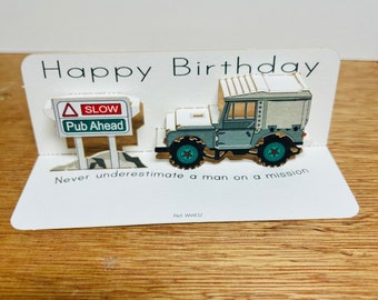 Mini Happy Birthday Range Rover Card, Range Rover, Man on a mission, Slow Pub Ahead, Card for Him, Mini pop up card, Birthday Card
