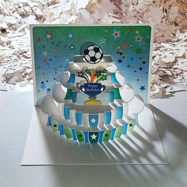 Carte d’anniversaire de football, carte d’anniversaire spéciale de football, carte pop-up « Joyeux anniversaire », carte pour elle, carte pour lui - Fabriquée au Royaume-Uni (P124)