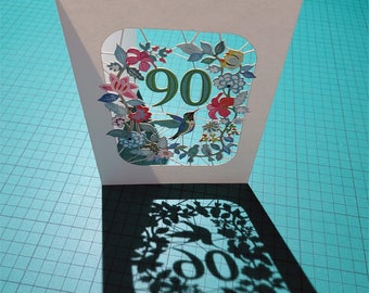 90th Birthday Card, Age 90th Birthday Card, 90 age birthday card, Card for her, Card for him - Made in the UK (OS090)