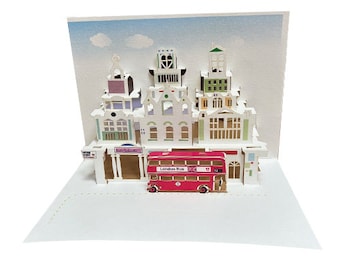 Red Bus Pop Up Card, Birthday Bus, Happy Birthday, Happy Birthday Red Bus , Card for her, Card for him - Made in the UK