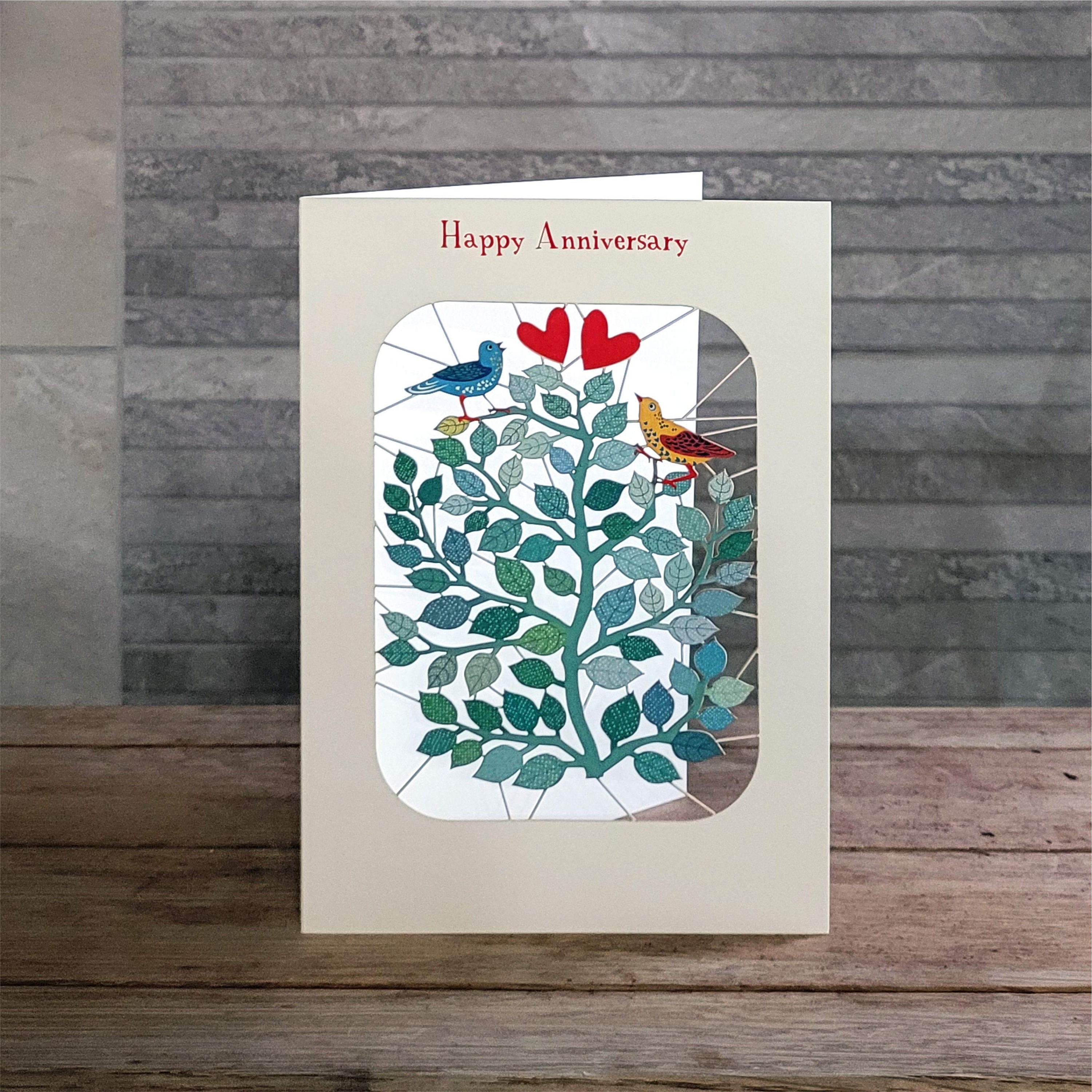 Unique Love Birds Anniversary Card - ''happy Anniversary'' Card ...