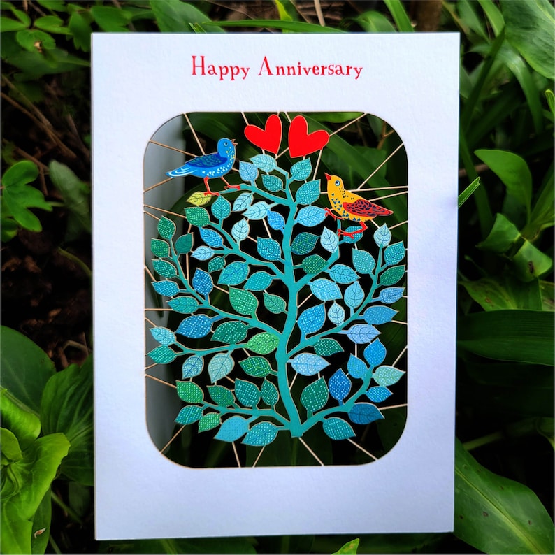 Unique Love Birds Anniversary Card - ''happy Anniversary'' Card ...