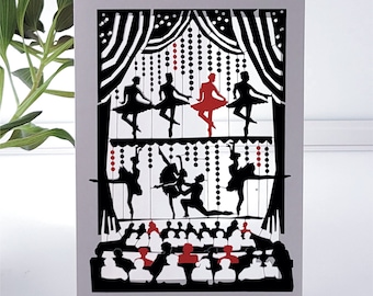 Ballet Theatre Card, Blank Card, Unique Birthday Card, Ballerina Card, Theatre Lover, Card for Her, Card for Him, Made in the UK, (E53)