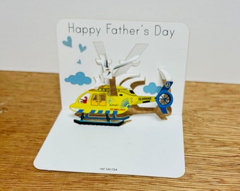 Helicopter Fathers Day Card, Air Ambulance, Fathers Day, Card for him, Mini pop up card, Helicopter, Ambulance Card, Helicopter Fathers Day