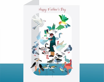 Father's Day Card, Father's Day, Dad's Day, Father's Day Cards, Bird's Father's Day Card, Step Dad Card, Like a Dad to me Card, (Pmf-010)