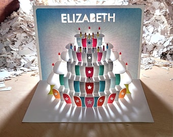 Personalised Name Birthday Card, Laser Cut Greeting Cards, "Happy Birthday", Any Name Any Age, Made in the UK,  P139
