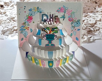 Daughter happy birthday Card, Unique pop up cards, Card for her, Card for him - Made in the UK (P120)