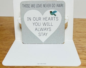 Mini Sympathy Card, Those we love never go away, condolences, bereavement card, thinking of you, support, loss, Mini pop up card