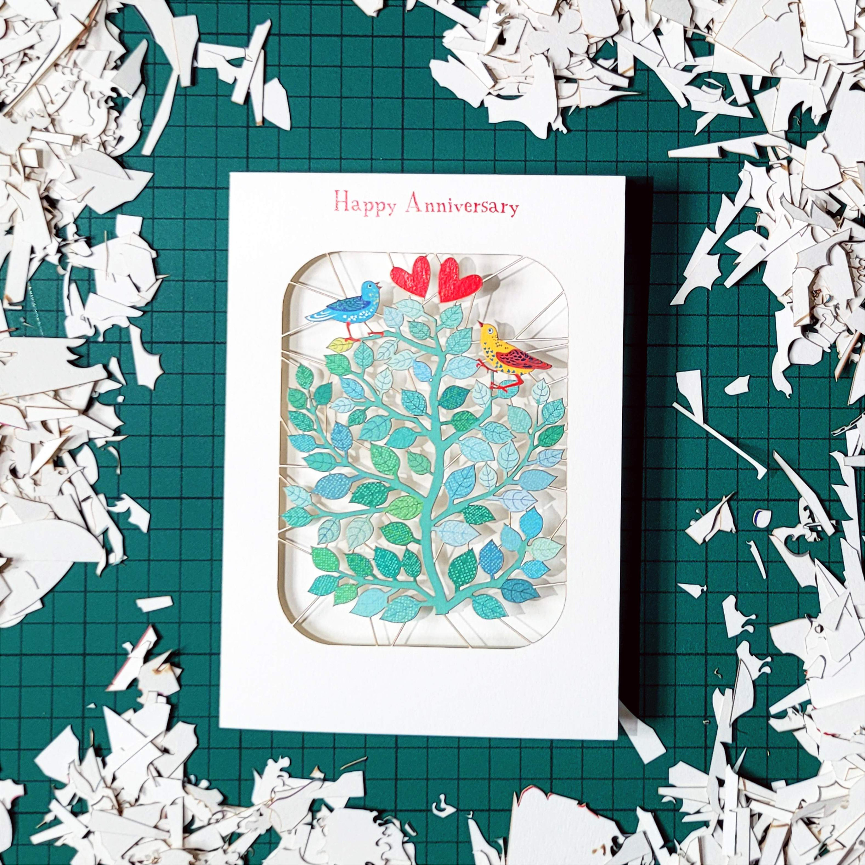 Unique Love Birds Anniversary Card - ''happy Anniversary'' Card ...
