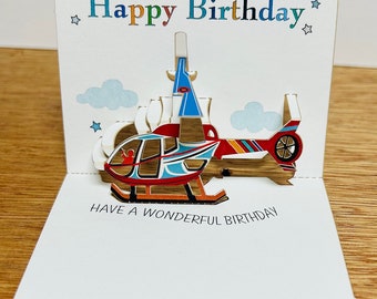 Mini Helicopter Birthday Card, Helicopter, Happy Birthday Card, Card for him, Card for her, Mini pop up card, Helicopter Birthday