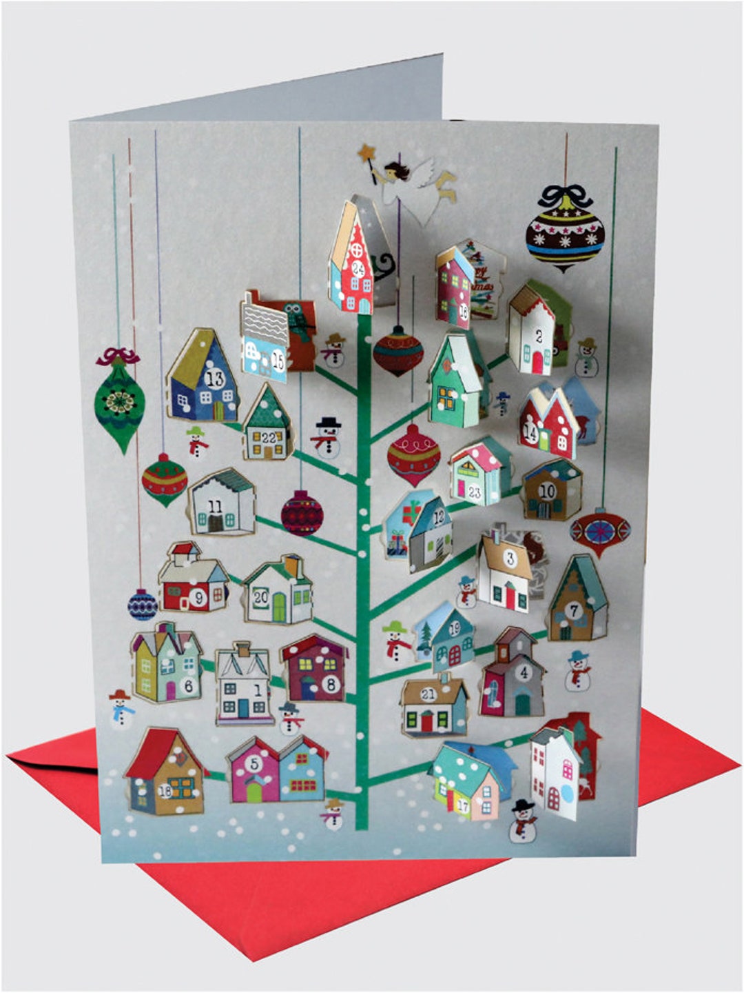 Advent Calendar Card - Houses - Unique Christmas Card - 3D Cards ...