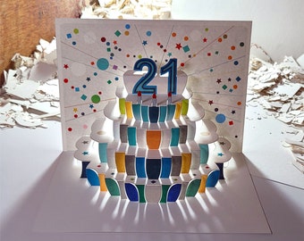 21st Birthday Pop Up Card, Age 21 Birthday Card, 21 age card, Card for her, Card for him - Made in the UK (PO21)