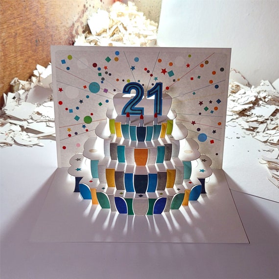 21st Birthday Pop Up Card, Age 21 Birthday Card, 21 age card, Card for her, Card for him - Made in the UK (PO21)