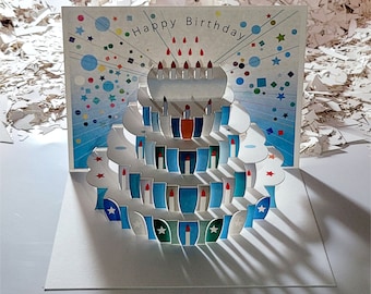 Birthday Candle - ''Happy Birthday'' - Pop Up Card,  Card for her, Card for him - Made in the UK (P112)