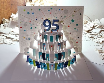 95th Birthday Pop Up Card, Age 95th Birthday Card, 95 age card, Card for her, Card for him - Made in the UK (P095)
