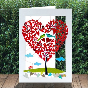 Unique Valentines Card, Heart Shaped Tree,  Hearts Card, Love Card, Valentine Card, Valentines Cards, Card for her, Card for him,  (PM133)