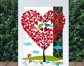 Unique Valentines Card, Heart Shaped Tree,  Hearts Card, Love Card, Valentine Card, Valentines Cards, Card for her, Card for him,  (PM133)