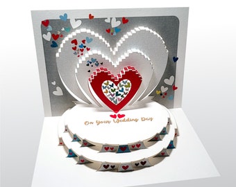 Wedding Card,  - ''On Your Wedding Day'', Pop Up Card,  Card for her, Card for him - Made in the UK /POP194