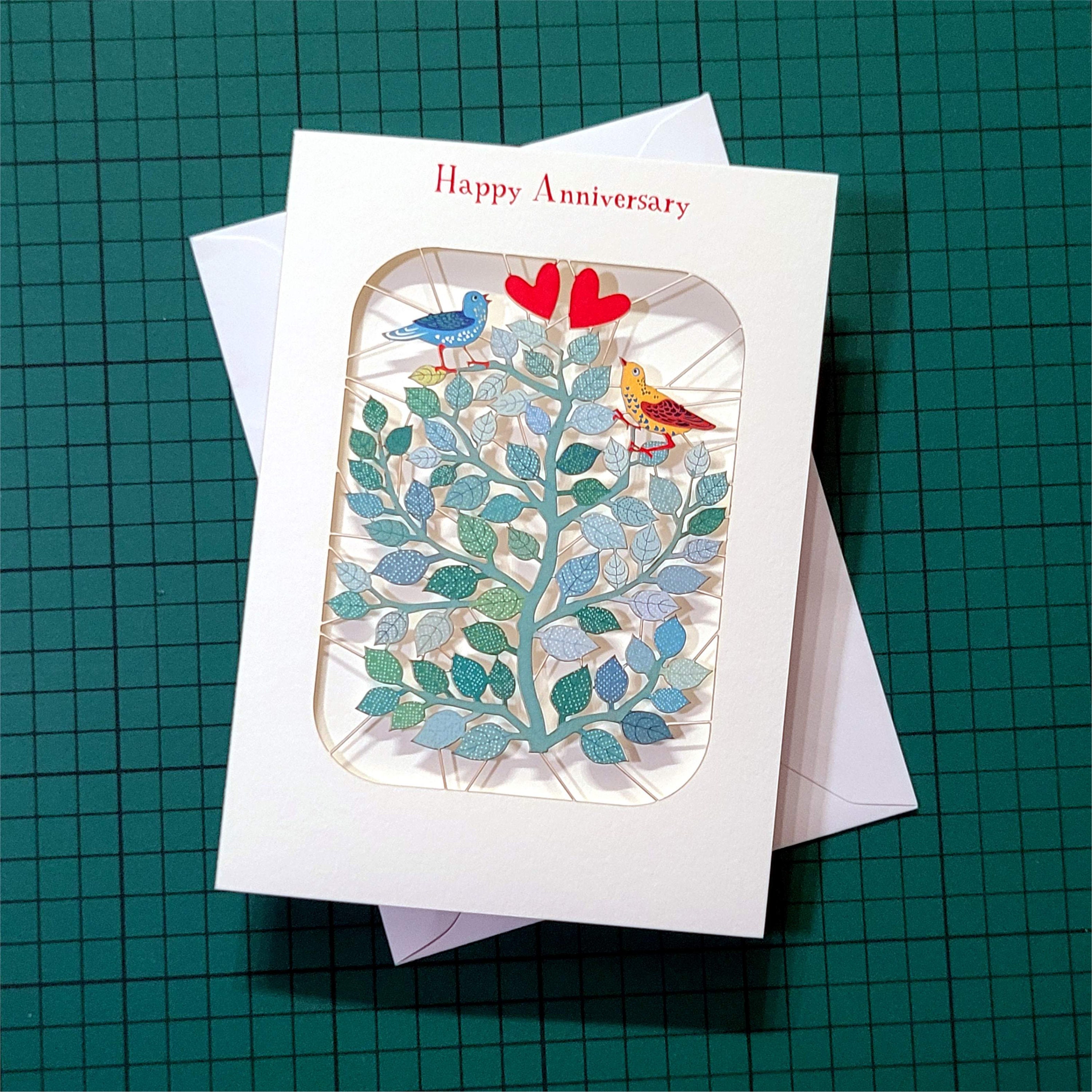Unique Love Birds Anniversary Card - ''happy Anniversary'' Card ...