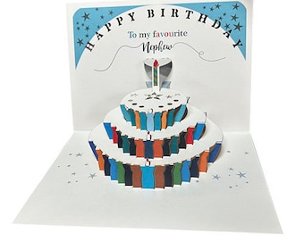 Nephew Birthday Pop Up Card, Nephew Birthday Card, Happy Birthday card, Card for him, Birthday Card- Made in the UK