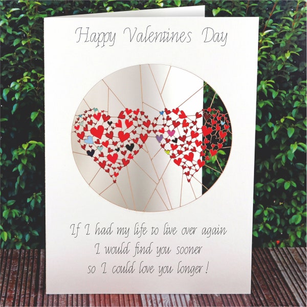Unique Valentine card, Love you longer card, Hearts Card, Love Card, Valentine Card, Valentines Cards, Card for her, Card for him,