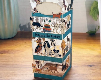 Unique Dog birthday card, Dog 3D pop up card, card for dog lovers, animal birthday cards, birthday cards, Woof Card, WF05