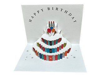 Happy Birthday Balloon & Candles Pop Up Card, Birthday Card, Happy Birthday card, Card for her, Card for him,  Card- Made in the UK