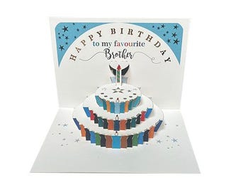 Brother Birthday Pop Up Card, Half Brother Birthday Card, Happy Birthday card, Card for him, Brother Birthday Card- Made in the UK
