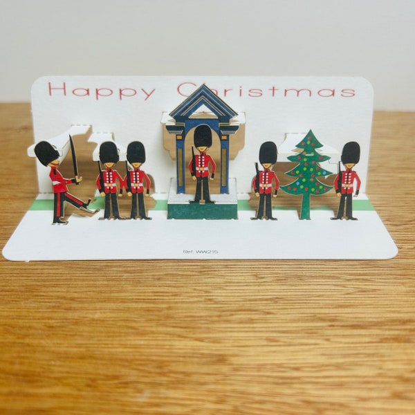 Mini Happy Christmas King's Guard Card, Kings Guard, Christmas Tree, Buckingham Palace, Guarding the Christmas Tree, Happy Christmas Card